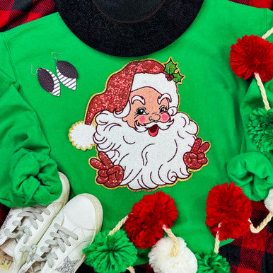 Sequin Chenille Peace Santa Sweatshirt