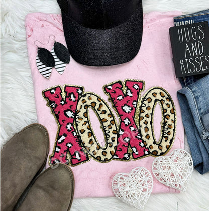 XOXO Leopard Print Chenille Valentines Sweatshirt