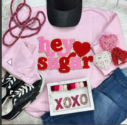 Hey Sugar Chenille Valentines Sweatshirt