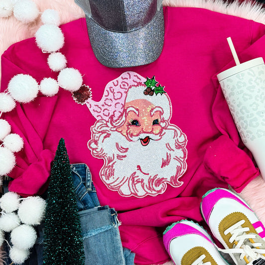 Pink Sequin Santa Sweatshirt