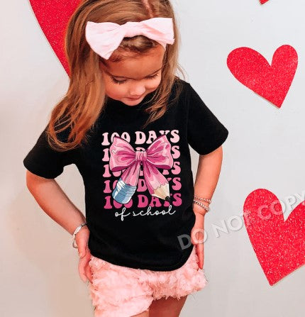 100 Day Pink Bow T-Shirt - Youth