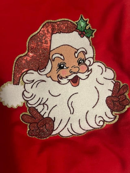 Sequin Chenille Peace Santa Sweatshirt